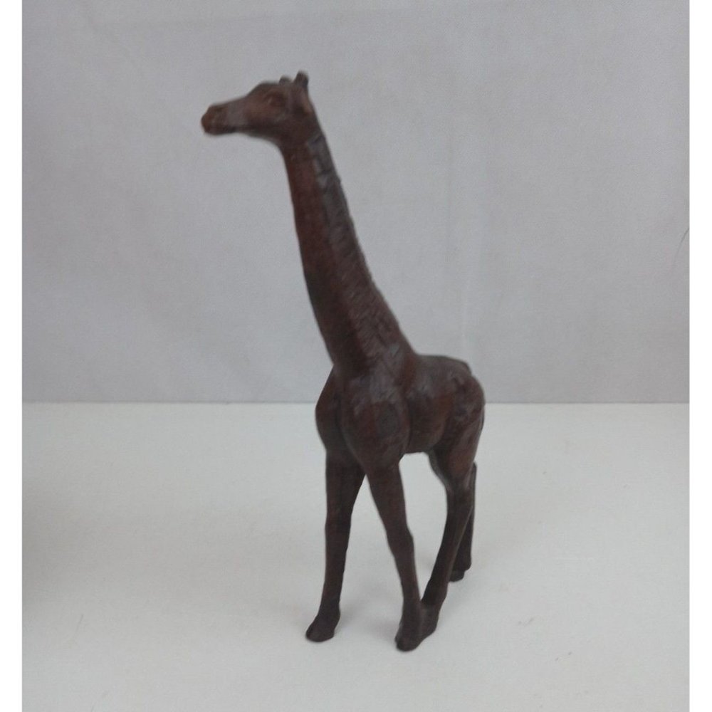 Vintage Hand Carved Wooden Giraffe Statue Sculpture 11" x 6"